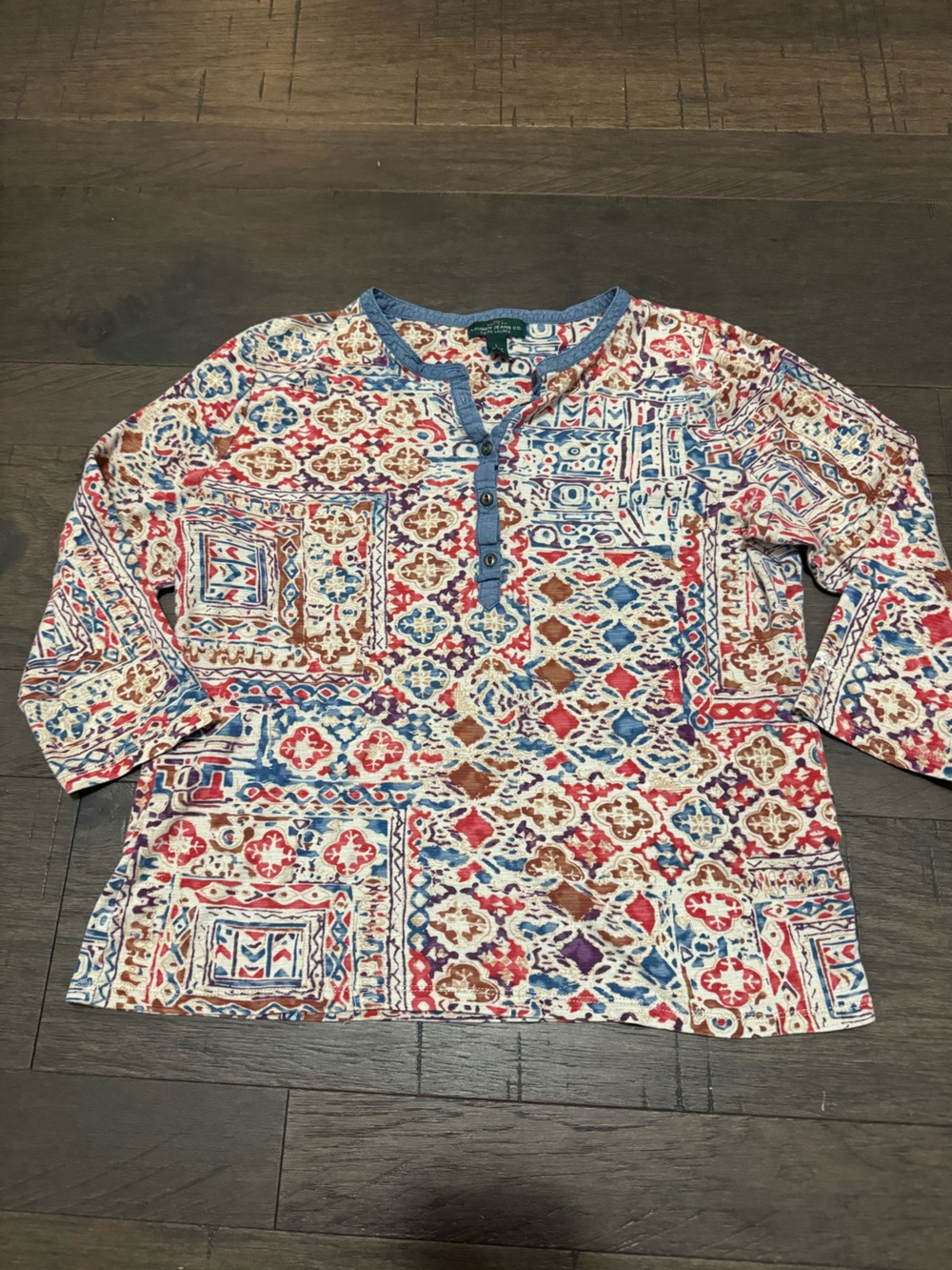 Lauren Ralph Lauren Multicolor Printed Long Sleeve Henley